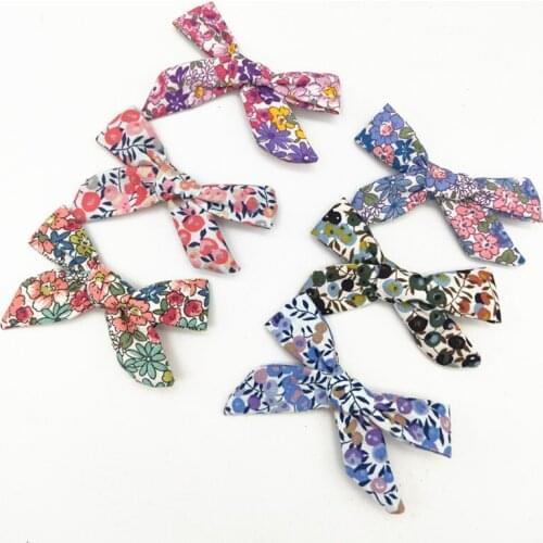 Handtied School Girl Hair Clips Floral Children Bows Hairpin Cotton Baby Summer Barrettes Kids Hair Accessories 2PCS/Set