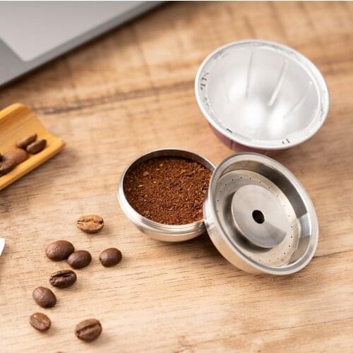 New Coffee Capsule Pod For Nespresso Vertuo Next & Delonghi ENV150 Refill Reusable Stainless Steel Coffee Filters Dosing Ring