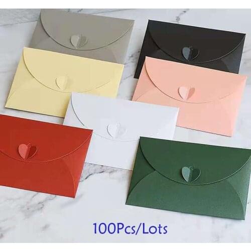 100pcs/Lot Mini Love Heart/ Envelopes for Wedding Party Invitations Gift Greeting Cute Envelope Letter Paper Gift Envelope