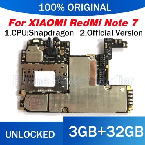 Full Working For RedMi NOTE 7 HongMi NOTE 7 Motherboard 100% Unlocked Original 3+32GB Logic Board Mainboard