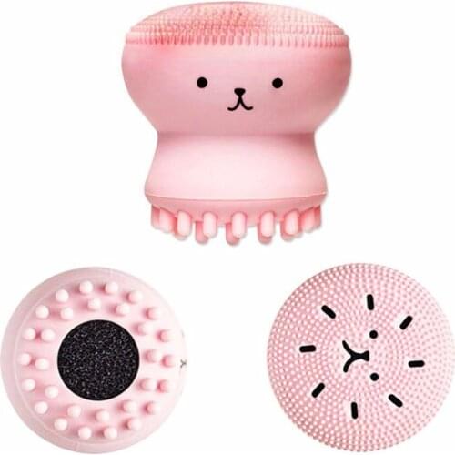Lovely Cute Animal Small Octopus Shape Silicone Facial Cleaning Brush Deep Pore Cleaning Exfoliator Face Washing Brush Skin Care