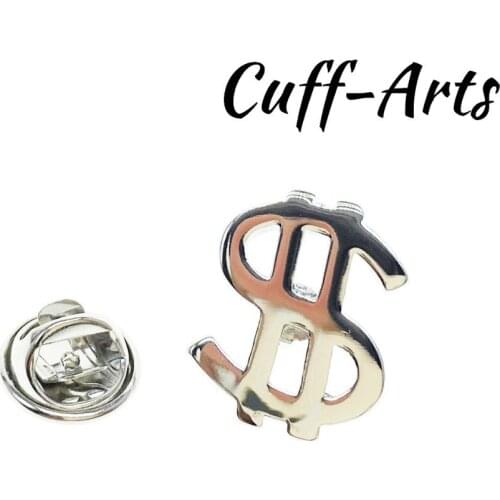 Cuffarts Mens Brooches 2018 New Arrival Dollar Sign Lapel Pins Sterling Silver For Mens Gifts Party Fashion Brass Brooch P10135