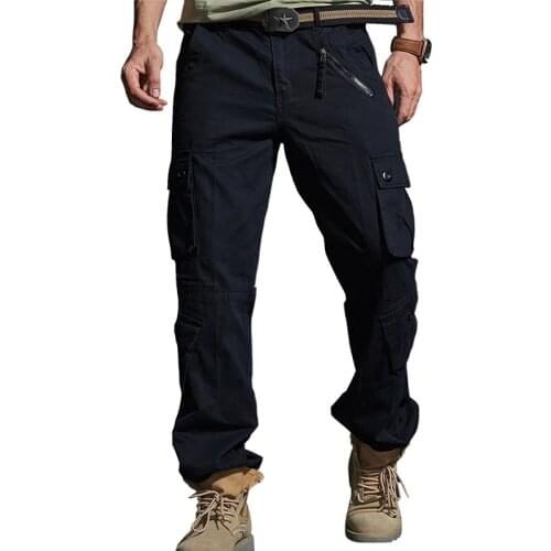 Mens Multi-Pockets Military Cargo Pants Army Fight Assault Tactical Combat Long Trousers Casual Straight Cotton Work Trouser
