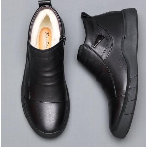 Mens Boots Winter Wool Fur 2020 Leather Casual Shoes Men Warm Snow Boots Male Ankle Footwera Botas Hombre