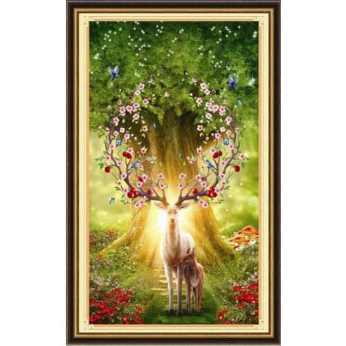 Forest Elk Needlework,DIY Living Room Printed Cross stitch,Sets For Embroidery kit Full Cotton Silk Thread
