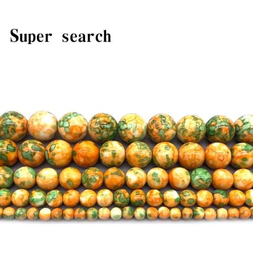 Natural White Yellow Green stones Round Loose Beads 15" Strand 4 6 8 10 12MM Pick Size For Jewelry diy Bracelet Woman