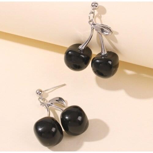New Fashion Cherry Fruit Shaped Drop Earrings For Women Sweet Girls Cute Round Pendientes party Jewelry Gifts