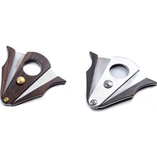 New 1pcs cigar Cutter cigar scissors Wood sector edged stainless steel blade Cigar Accessories
