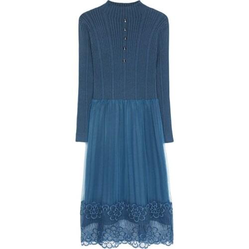 Autumn winter Half high collar -neck maxi sweater dress women OL female sweater dress with belt elegant a-line solid slim dress