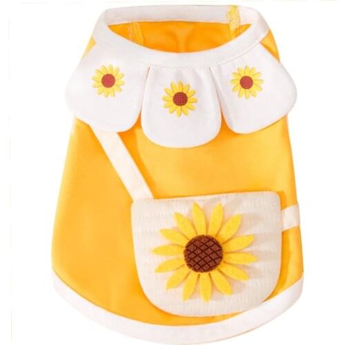 Petal Collar Dog Shirts with Shoulder Bag Cats Cotton Clothes Summer and Spring Pet Clothing Vest for Small Medium and Large Dog