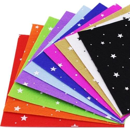 Printed Felt Fabric Patchwork Nonwoven For Scrapbooking Sewing Dolls Craft 1mm Thickness Polyester Cloth Felt Sheet 10 Pcs/lot