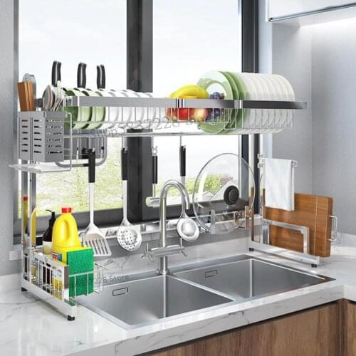 Stainless steel sink drain rack kitchen rack dish rack knife holder household kitchenware storage rack tableware filter rack