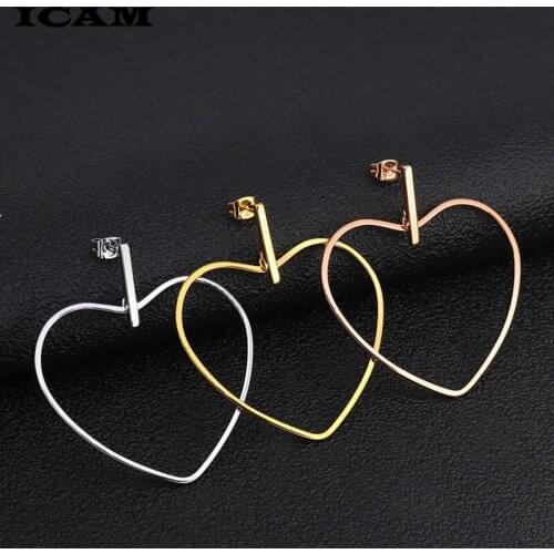 ICAM Trendy Gold Color Heart Shape Hoop Earrings for Women 2019 Ear Piercing Huggie Earrings Simple Jewelry Bijoux Brincos