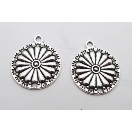 10 Pieces 19*23mm Antique Silver Color Flower Charms Earrings For DIY Jewelry Making