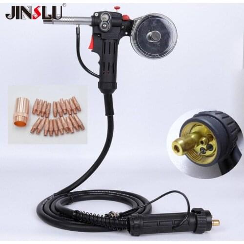 10Ft 3 Meters MIG Welder Spool Gun Wire Feeder Aluminum Welder Use Standard Spool with Euro Connection 24V DC Motor Free Nozzle