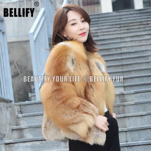 Korean and Japanese Style Wholepelt Plush Natural Red Fox Fur Coats Wholesale