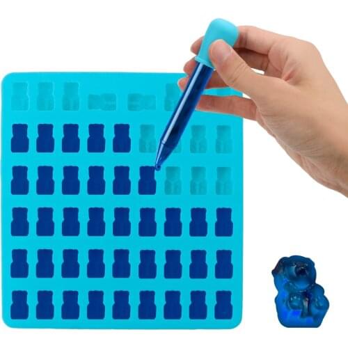 Fondant Cake Decorating Candy Chocolate Dessert Mold Baking Tool 3D Kitchen Tools 53-Cavity Gummy Bears Silicone Mold DIY