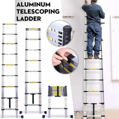 2.6m Ladders Foldable Telescopic Herringbone Ladder Stable Non-slip Aluminum Ladder Home Step Ladder Straight Ladder HOT HWC