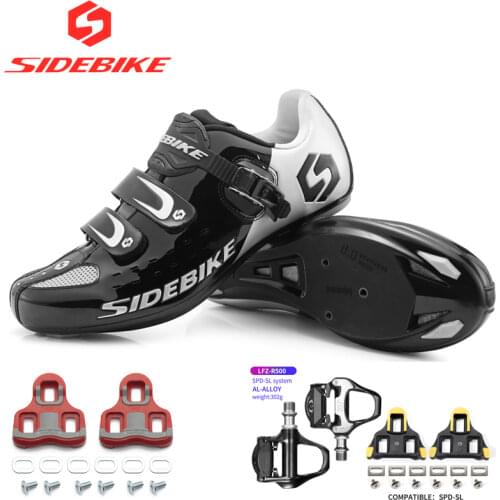 Sidebike road cycling shoes for SPD KEO ultralight racing road bike shoes men women bicycle sneakers breathable black red white