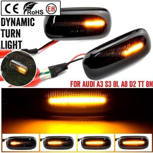 For Audi A3 S3 8L 00-03 A8 D2 99-02 TT 8N 00-06 LED Dynamic Side Marker Turn Signal Lights Indicator Lamps 8n0 949 127a