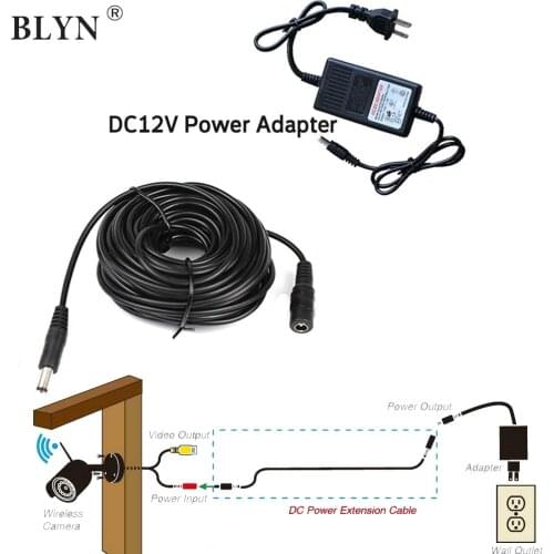 DC12V 2A 5A 10A LED Power Supply Adapter With DC Extension Cable 5M 10M for CCTV Security Camera DVR NVR System LED Strip Router