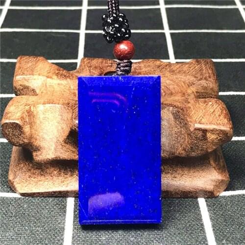 Top Natural Royal Blue Lapis Lazuli Necklace Pendant Jewelry For Woman Men Rectangle Stone 41x22x8mm Beads Adjustable Rope AAAAA