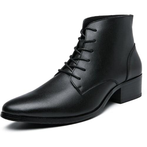 Men Leather Oxford Shoes Man Lace-up Office Dress Wedding Shoes Black Pointed Toe Oxford Formal Winter Plush Velvet Warm Shoes