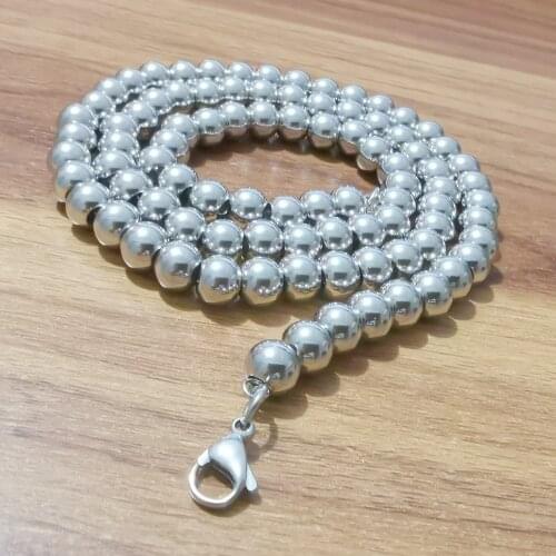 Heavy 8MM stainless steel shiny Handmade ball beaded Necklace chain 18-40'' lenght for Mens cool jewelry