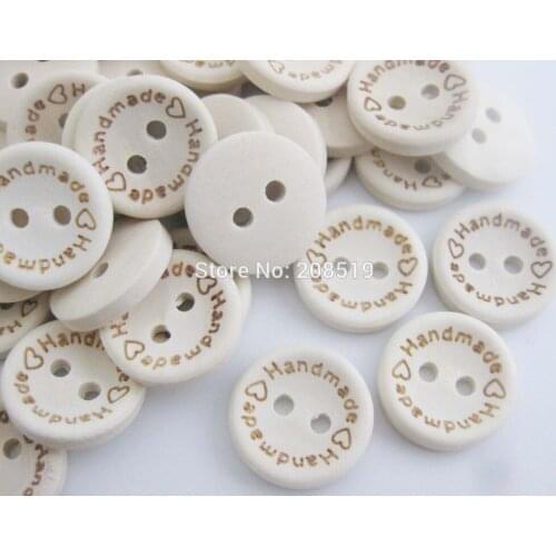 WBNWAN Engraved Handmade wood buttons for scrapbooking 100pcs 2 Holes Fait main buttons sewing accessories