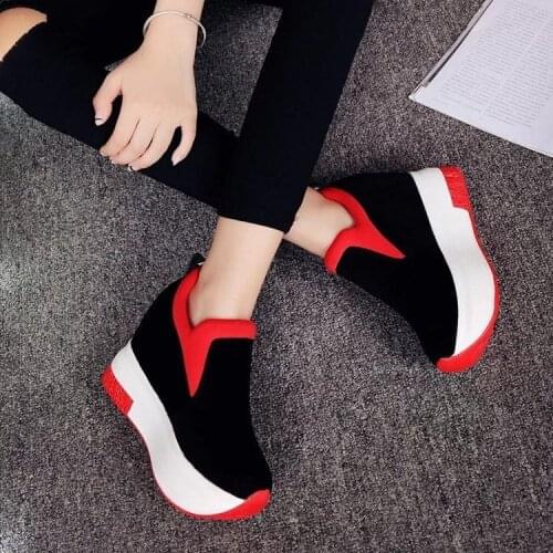 Flats Shoes Women Casual Lace Up High Heels Female Wedges Sneakers Fashion Breathable Comfort Increase Within Shoes for Women