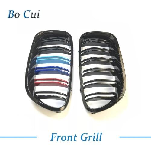 1 Pair 5 Series F10 3 Color Grill ABS Front Dual Slat Grille for BMW 2010+ 520i 528i 530i 535i 550i 518d 520d 525d 530d 535d