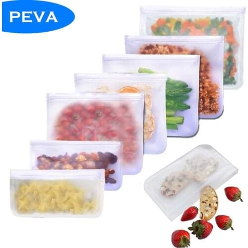 1PC PEVA Silicone Food Storage Bag Containers Reusable Freezer Bag Leakproof Top Ziplock Bags Kitchen Organizer Bags