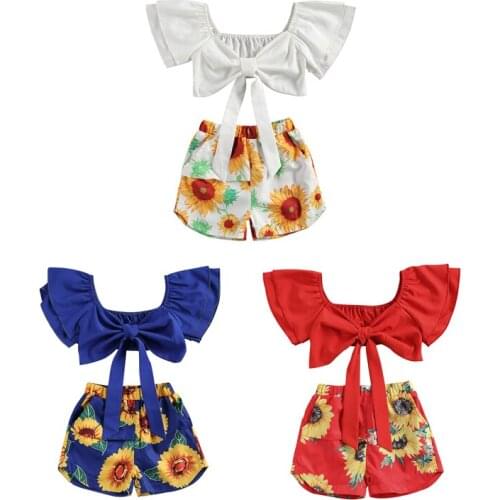 Wallarenear 2-5Years Toddler Baby Girl 2Pcs Summer Fashion Clothing Set Sleeveless Floral Printed Top Shorts 2Styles Outfit