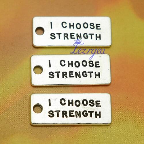 20pcs/lot--22x10mm, Antique silver plated I choose strength Charms ,DIY supplies, Jewelry accessories