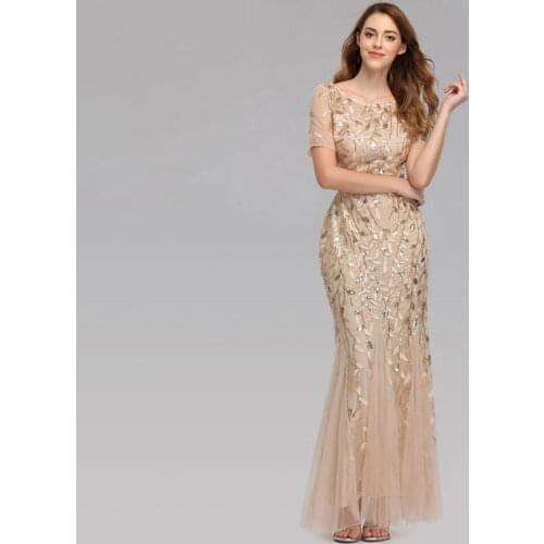 2020 Mermaid Tulle Lace Evening Dresses Long Short Sleeve Sequins Aooliques Formal Party Dress Вечернее платье Vestido de noche