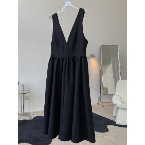2021 Early Autumn Women Sexy Deep V Neck Backless Dresses Black And Elegant Dress High Waist Club Party E-girl Y2K Clothes
