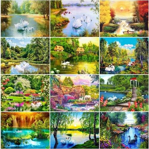 EverShine 5D DIY Diamond Embroidery Animal Full Drill Square Diamond Painting Swan Cross Stitch Mosaic Rhinestones Home Decor
