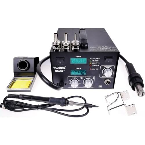 BGA Air Pump Type Soldering Stations With Soldering Iron Tip Yaogong 852D+ Double Digital Display 2in1 Rework Station