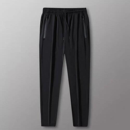 2021 Summer new mens casual pants ice silk breathable loose straight mens pants light hanging elastic quick drying Capris