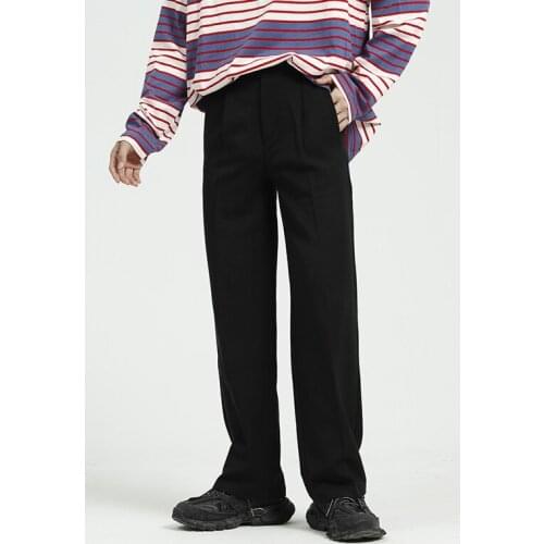 Gray Black Men Casual Straight Suit Pant Male Japan Korea Style Loose Vintage Streetwear Trousers Wide Leg Pant DK Uniform New