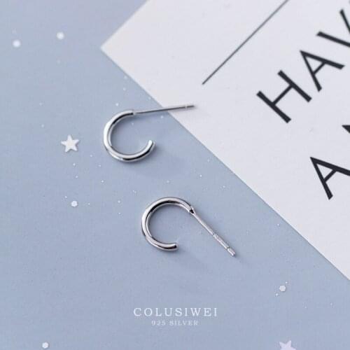 Colusiwei Simple Fashion Semicircle Stud Earrings for Women Genuine 925 Sterling Silver U Shape Ear Pins Fine Brincos Bijoux