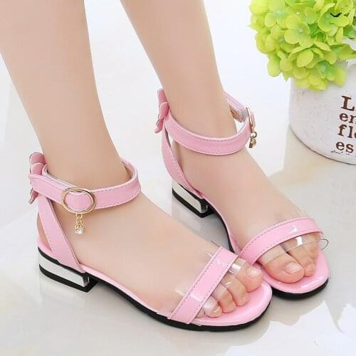Kids Fashion Bow Pink Sandal Summer Girl Beach Child Heels Princess Party Shoes Little Girl Sandels 3 4 5 6 7 8 9 10 11 12 Years