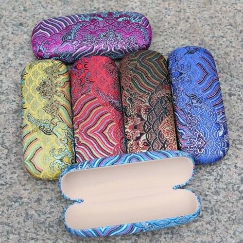 Latest Embroidery Peony Flower Case Glasses Storage Box Women Fabric Eyeglasses Case Hard Jewelry Packaging Box