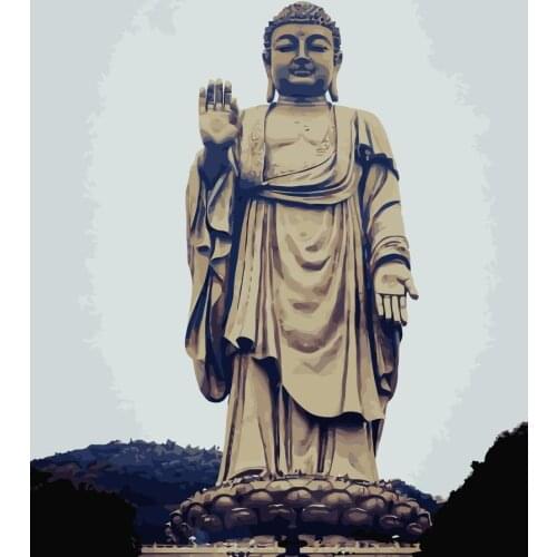 MaHuaf-j130 Lingshan Buddha painting DIY oil painting by numbers landscape art picture drawing on canvas for living room