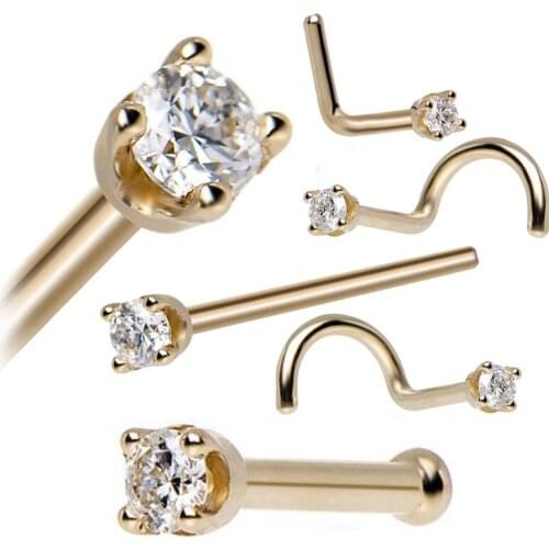 5pcs Set 7 Word Nose Ring Stainless Steel Shiny Zircon 0.8*7*2MM Jewelry Piercing Industrial Piercing Jewelry