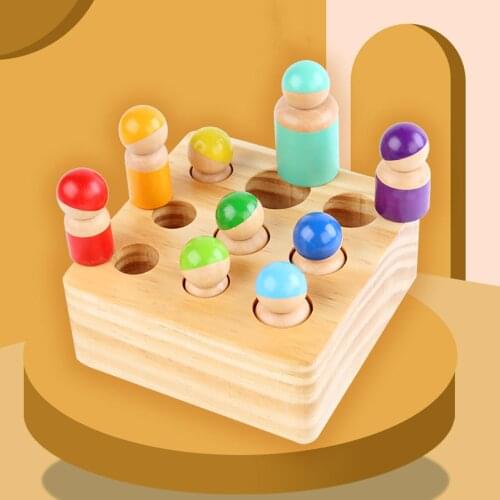 Wooden Cylinder Socket Building Blocks Educational Practice Kids Development Toy Parent-child Interactive Toy Game For Kids Gift