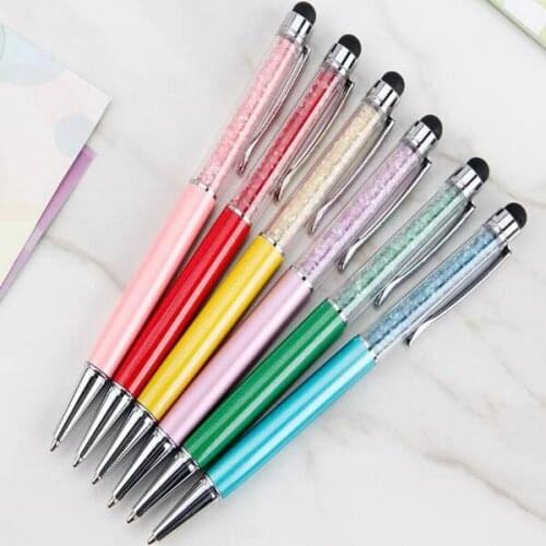 Creative 20 Color Bling Crystal Ballpoint Pen Creative Pilot Stylus Touch Pen for Writing Stationery Office School Student Gift