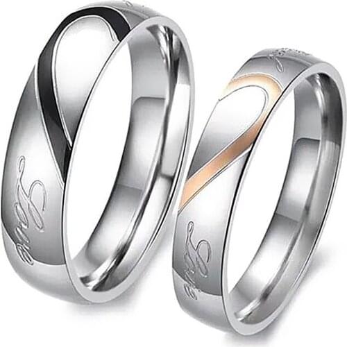 Classics Lovers' Heart Ring Copper Metal Engagement Ring Real Love For Couple Wedding Ring Jewelry Anniversary Day Gift