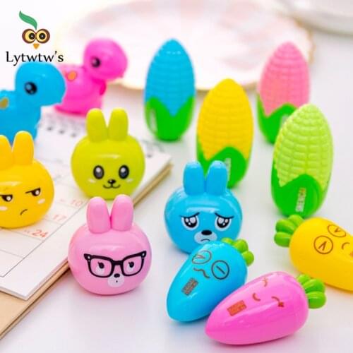 1 Pcs Creative Kawaii Cute Bunny Carrot Corn Dinosaur mechanical Pencil Sharpener School Office Supply Stationery lovely Pretty
