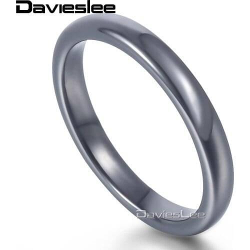 Davieslee Mens Ring Black Polished Tungsten Carbide Wedding Engagement Wedding Band Ring for Men Jewelry Wholesale 3mm LTR21